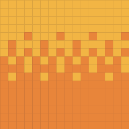 Pixel art dithering: yellow fading into orange with checker patterns between them