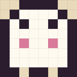 Pixel art: a small white ghost with pink cheeks on an 8×8 grid