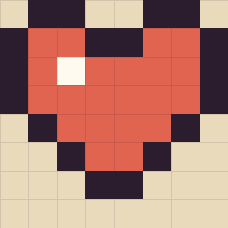 Pixel art: a red heart with a dark outline on an 8×8 grid