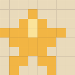 Pixel art: a yellow five-pointed star on an 8×8 grid
