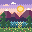 Pixel art: a sunset over a lake